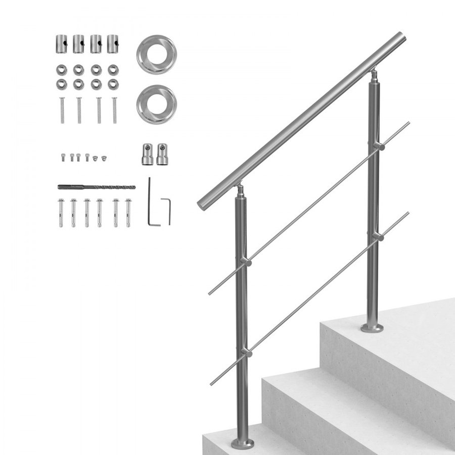 VEVOR Handrail for Front Porch Steps – 39.4", 2 Crossbars