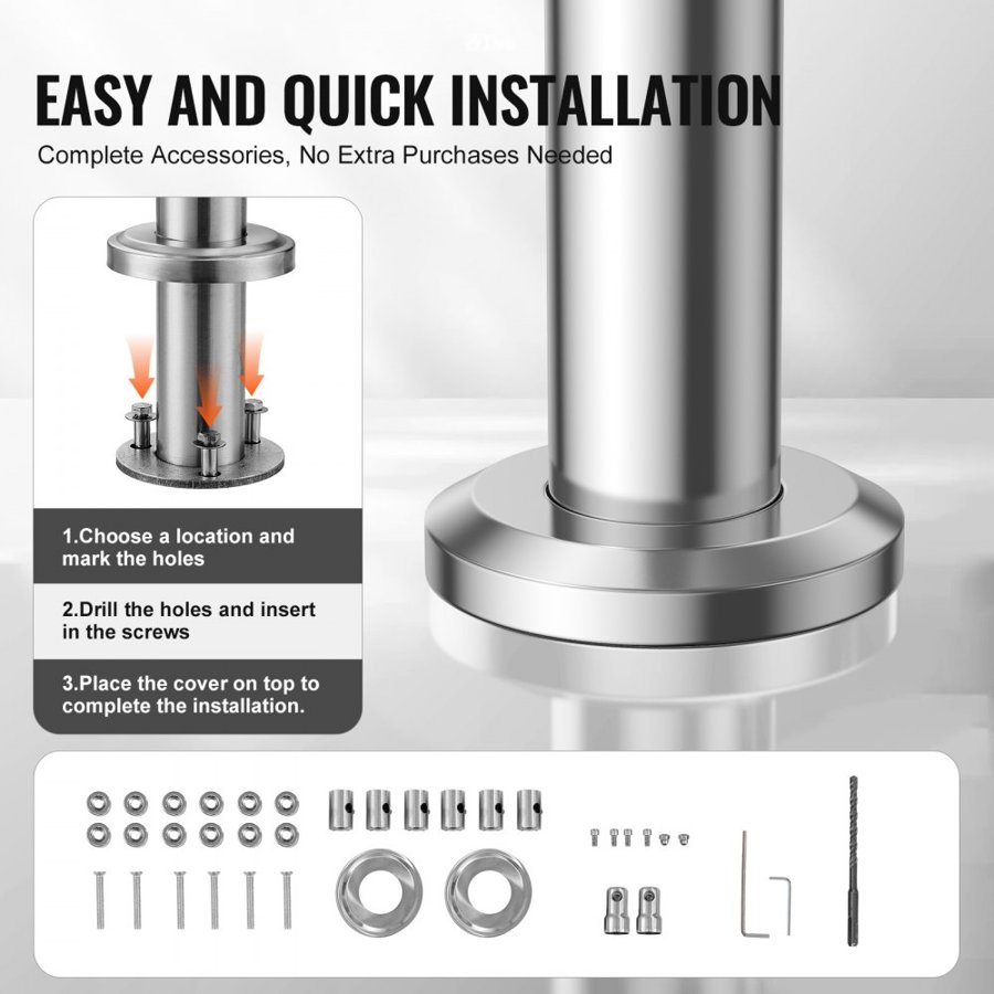VEVOR Outdoor Handrails for Steps – 47.2 in, 0-45°, 220lbs