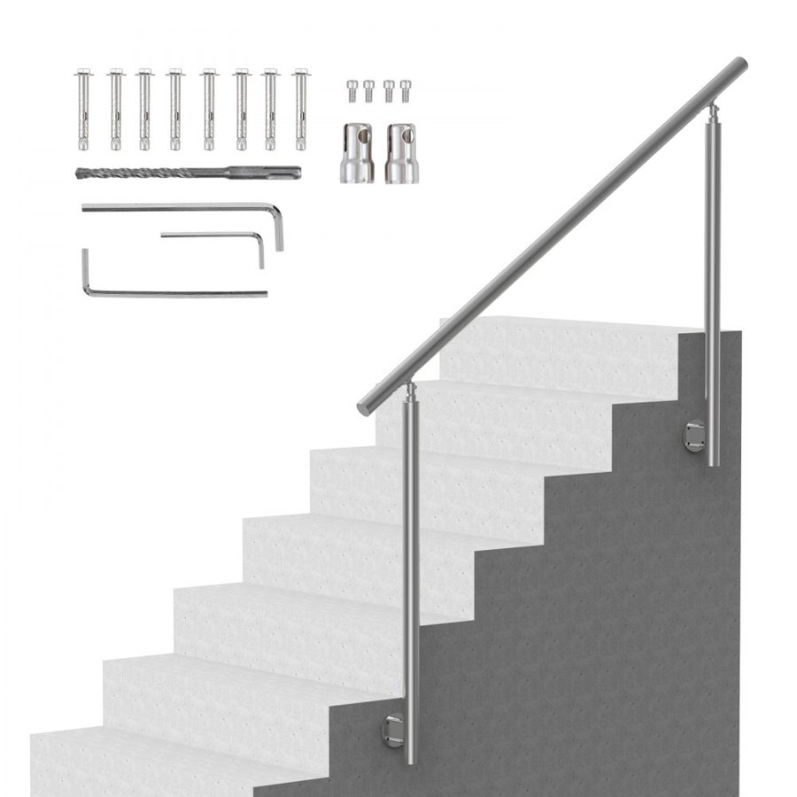 VEVOR Side Mounted Handrail for Outdoor Steps – 59",0-45°