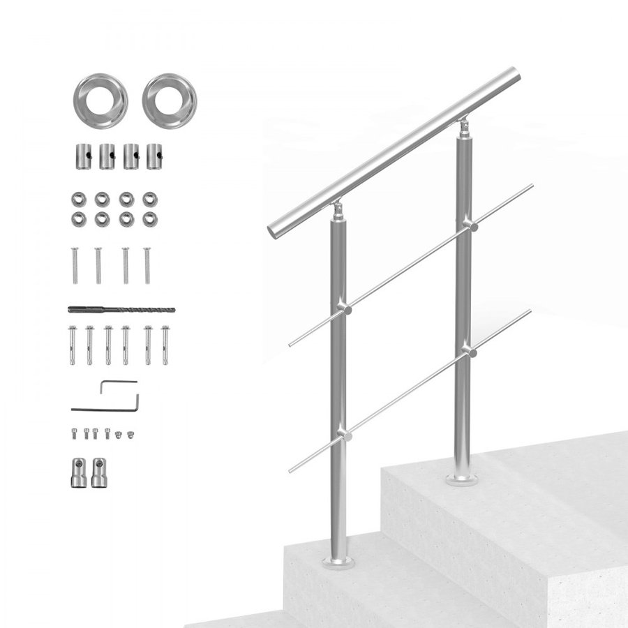 VEVOR Exterior Hand Railing for Steps – 31.5 in, 2 Crossbars
