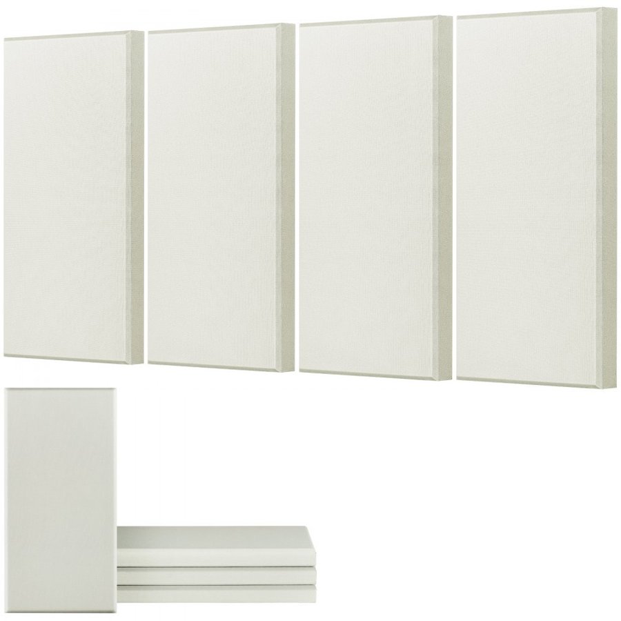 VEVOR 4 PCS Acoustic Panels, 2 inch Thick 23.6 x 11.8 inch Fiberglass Sound Absorbing Panels, Self-adhesive Soundproof Wall Boards, for Studios, Office, Home Theater,Meeting Room, Beige