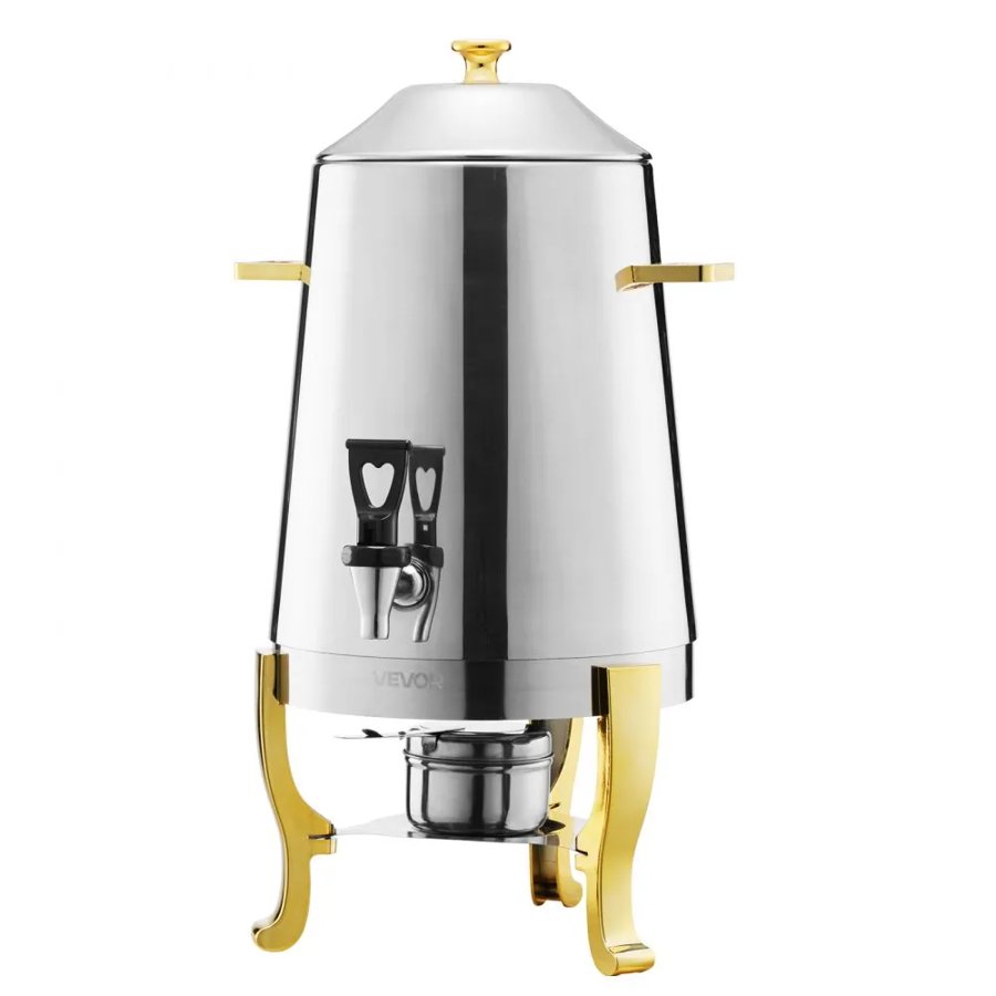 VEVOR Stainless Steel Beverage Dispenser, 13L Drink Dispenser  with Alcohol Burner, Hot & Cold Drink Dispensers with Spigot for Coffee Tea Hot Water, Ideal for Restaurants, Hotels, Parties