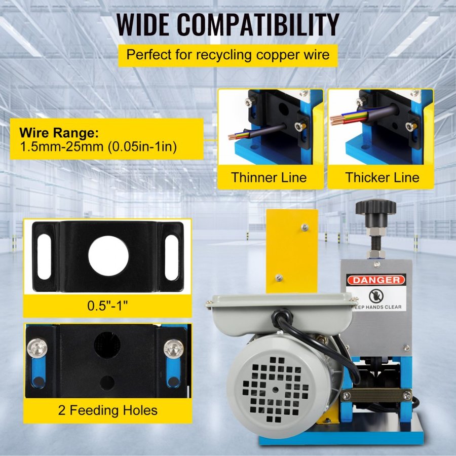 VEVOR Electric Wire Stripping Machine – 1.5-25mm, 180W