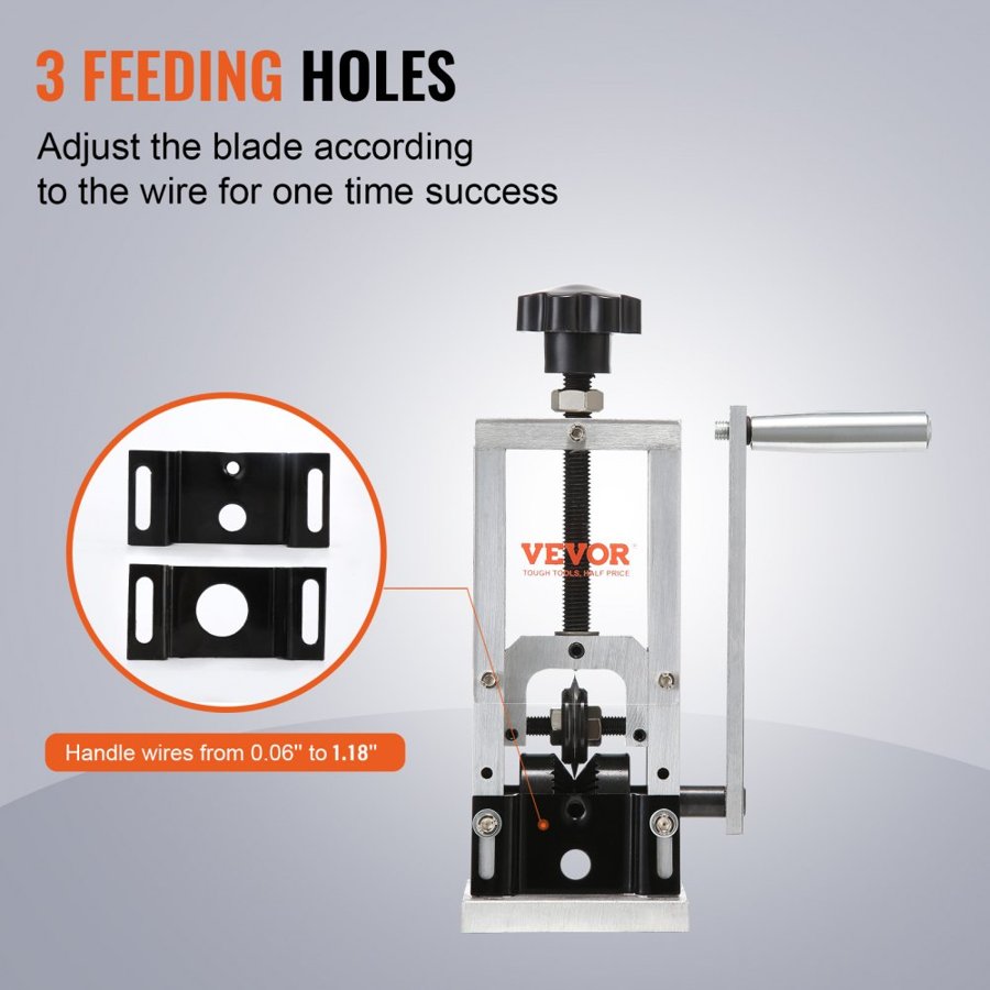 VEVOR Manual Wire Stripping Machine, 1.5 mm-30 mm Copper Stripper with Hand Crank or Drill Powered, Visible Stripping Depth Reference, Portable Aluminum Frame Wire Peeler for Scrap Copper Recycling