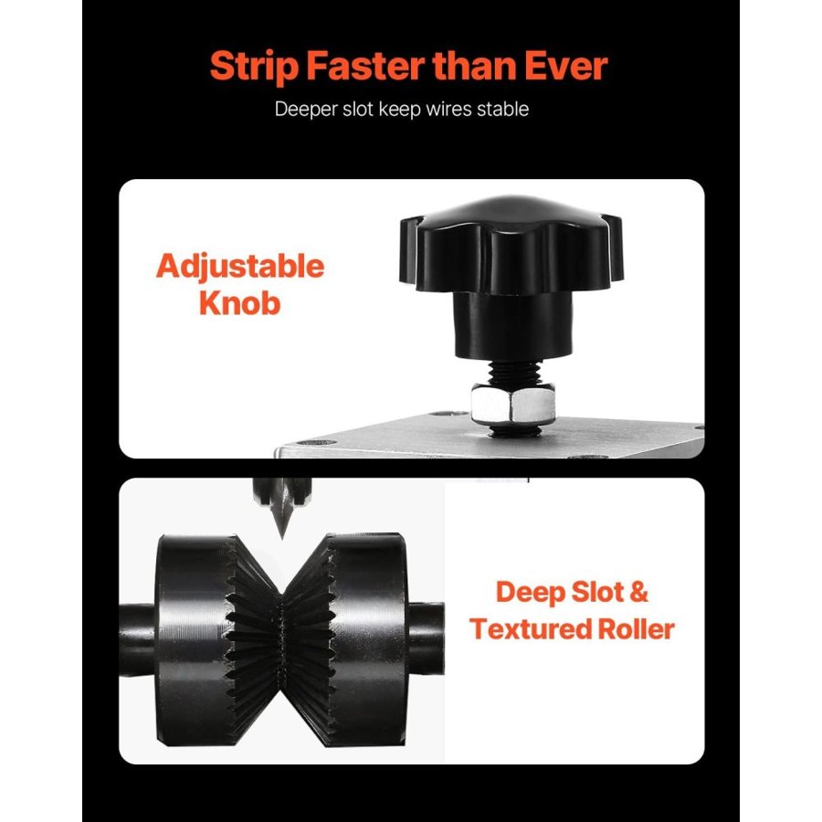VEVOR Manual Wire Stripping Machine, 1.5mm-40mm Copper Stripper with Hand Crank or Drill Powered, Visible Stripping Depth Reference, Portable Aluminum Frame Wire Peeler for Scrap Copper Recycling