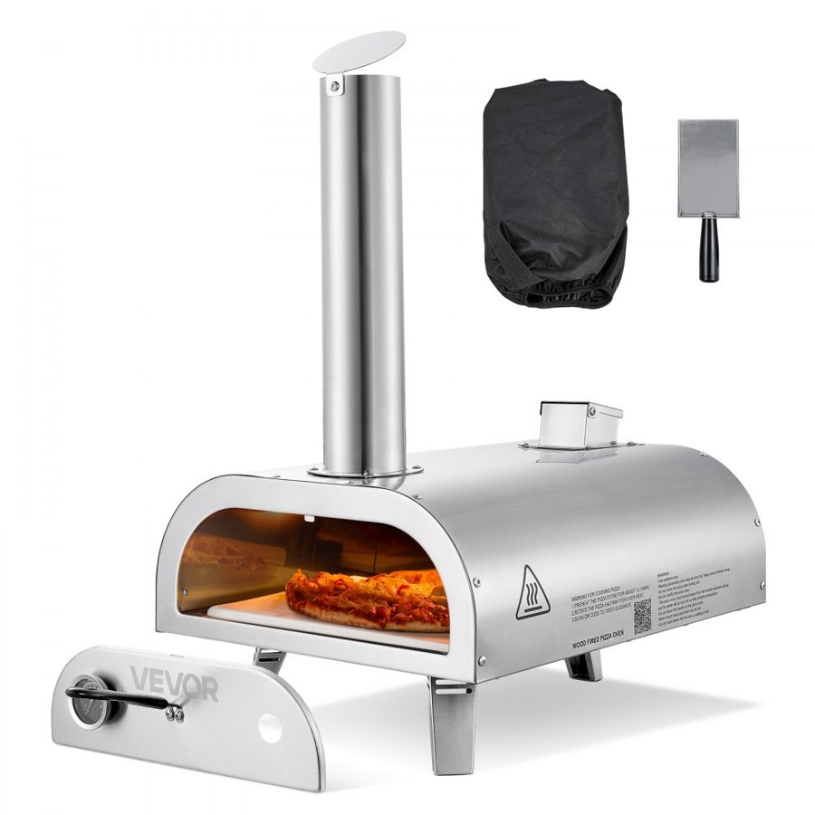 VEVOR Pellet Stove Pizza Oven – 12 Inch, 1000°F, 430 Steel