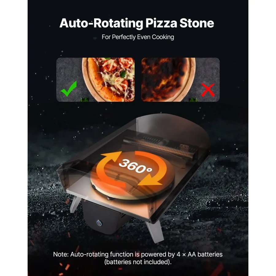 VEVOR Outdoor Pizza Oven, 12 in Wood Fired Pizza Ovens, Pellet Pizza-Stove with Thermometer & Electric Rotation, Portable Pizza-Maker for Outside Backyard Patio Camping, Pizza-Stone, Carry Bag, Shovel