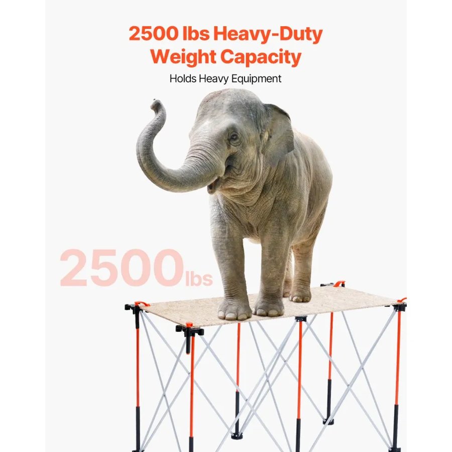 VEVOR Portable Folding Workstand, 1266 x 665 mm Collapsible Workbench, 1135 kg Weight Capacity, No Assembly Foldable Work Stand with Storage Bag, Table Top NOT Included, for Garage Workshop Outdoor