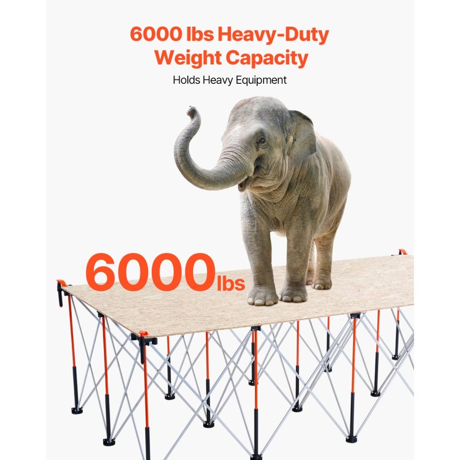 VEVOR Portable Folding Workstand, 2455 x 1260 mm Collapsible Workbench, 2724 kg Weight Capacity, No Assembly Foldable Work Stand with Storage Bag, Table Top NOT Included, for Garage Workshop Outdoor