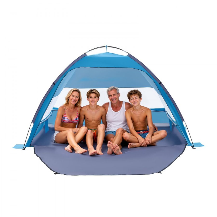VEVOR 4 Person Beach Tent – UPF 50+, 106" x 66" x 59"