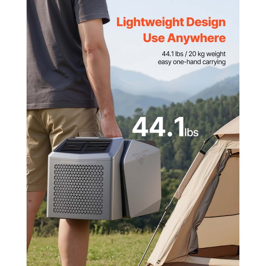 VEVOR Portable Camping Air Conditioner 4850 BTU, Dual Hose Split Tent AC Unit with Remote & Touch Control, 16–32°C Adjustable, 200 m³/h Airflow, 58dB Low Noise, for RV, Outdoor Cooling, Dark Grey