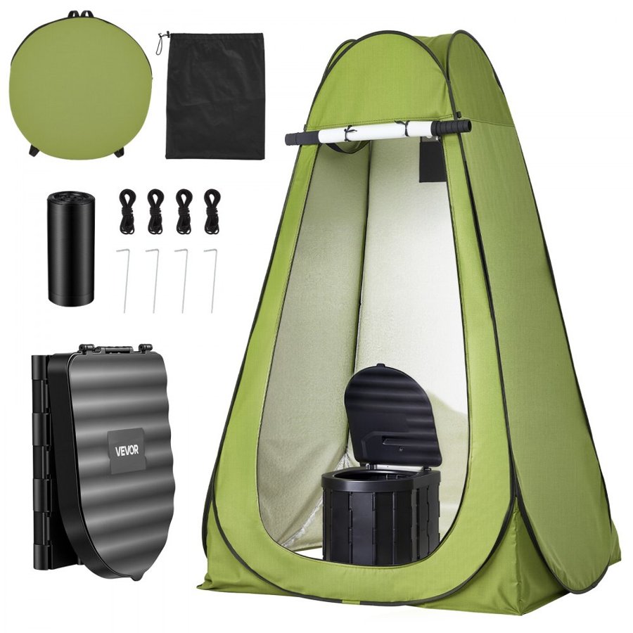 VEVOR Portable Toilet Kit, 330 lbs Load Capacity, Folding Camping Toilet with Pop-Up Privacy Tent, Outdoor Travel Potty for Adults with Carry Bags, Trash Bags, Suitable for RV Travel, Camping, Hiking