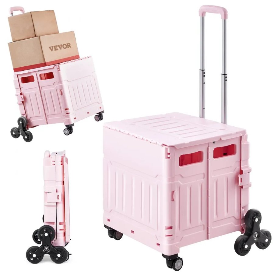 VEVOR Folding Utility Cart Portable Rolling Crate – 65L