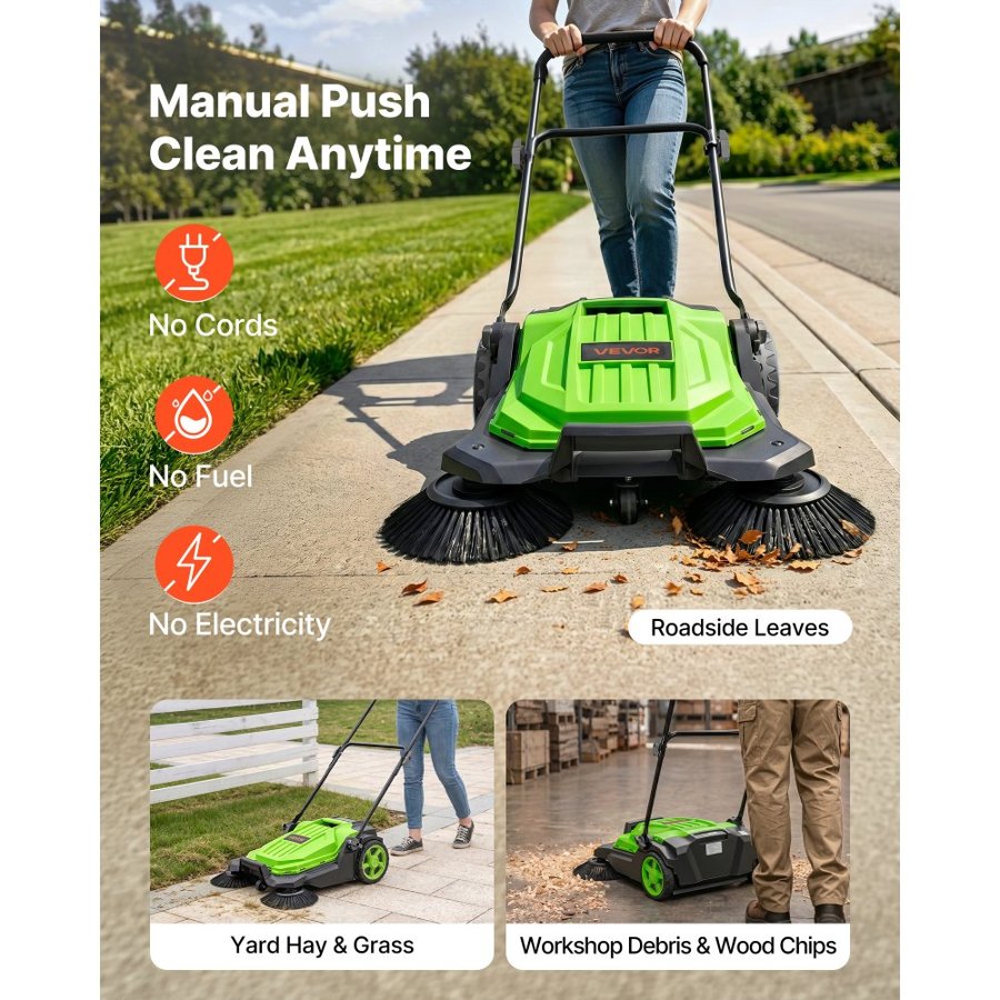 VEVOR Walk Behind Floor Sweeper – 650 mm, 18.9 L, Manual