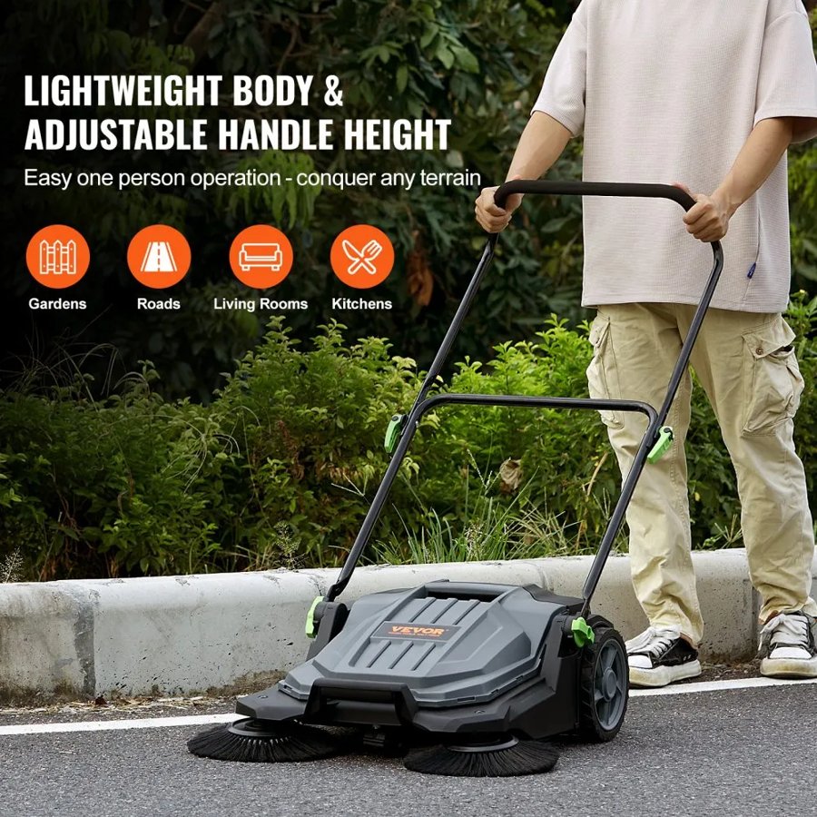 VEVOR Push Floor Sweeper – 25.6" Width, 5-Gallon Container