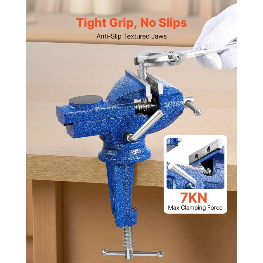 VEVOR Workbench Vice Grip – 3 Inch, 360° Swivel, Cast Iron