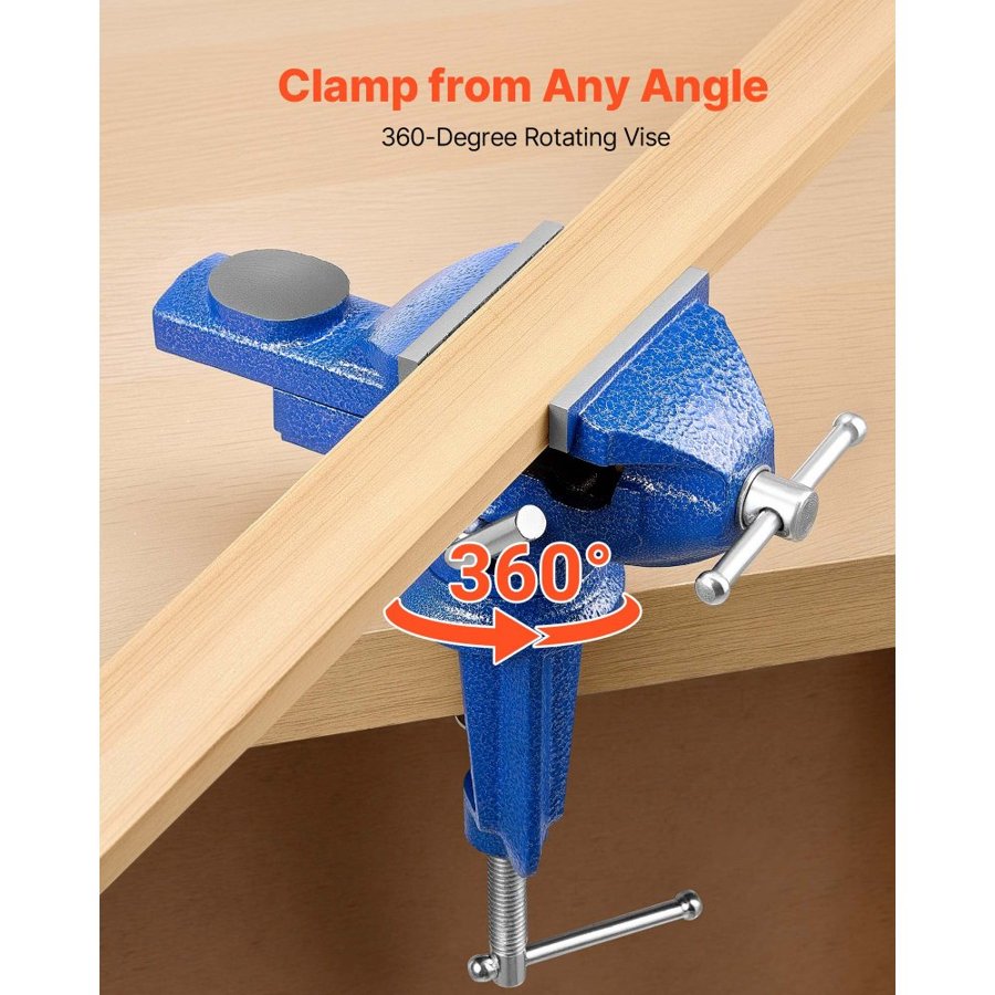 VEVOR Workbench Vice Grip – 3 Inch, 360° Swivel, Cast Iron