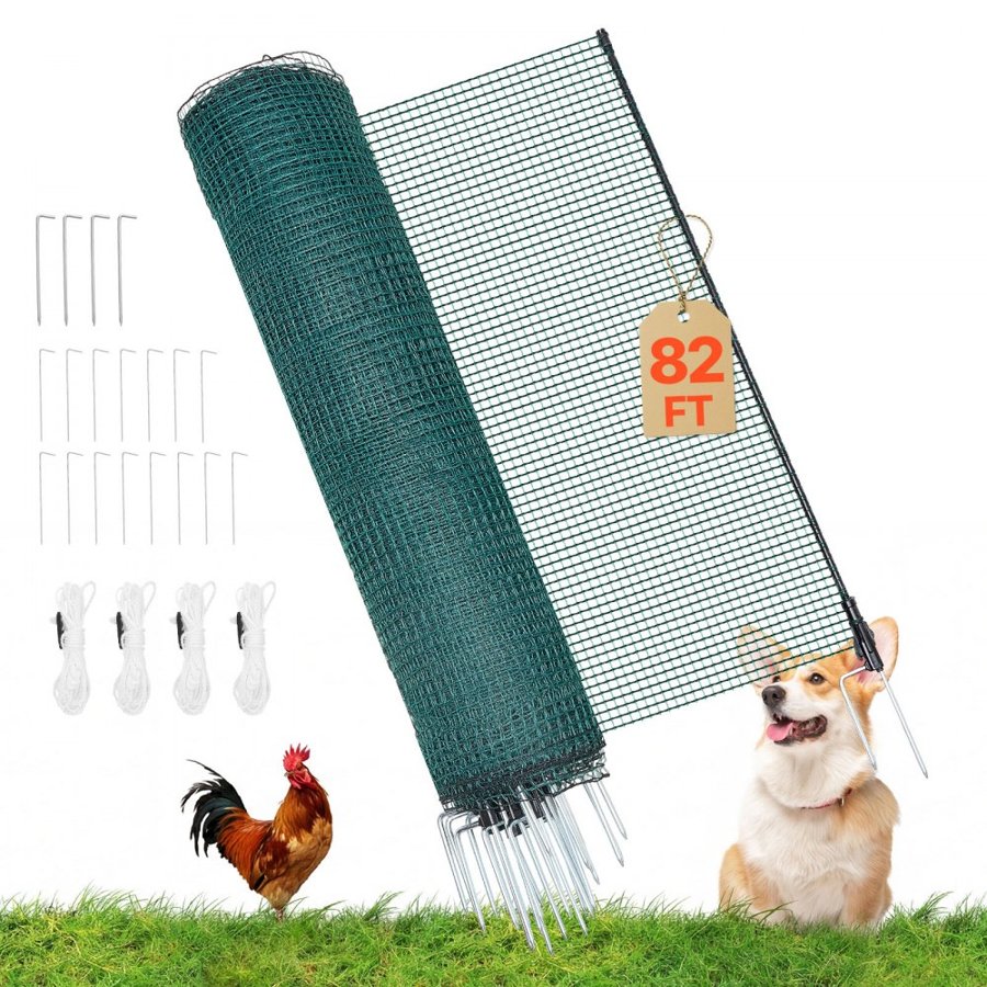 VEVOR Plastic Temporary Fencing – 25 m Barrier & 15 Posts