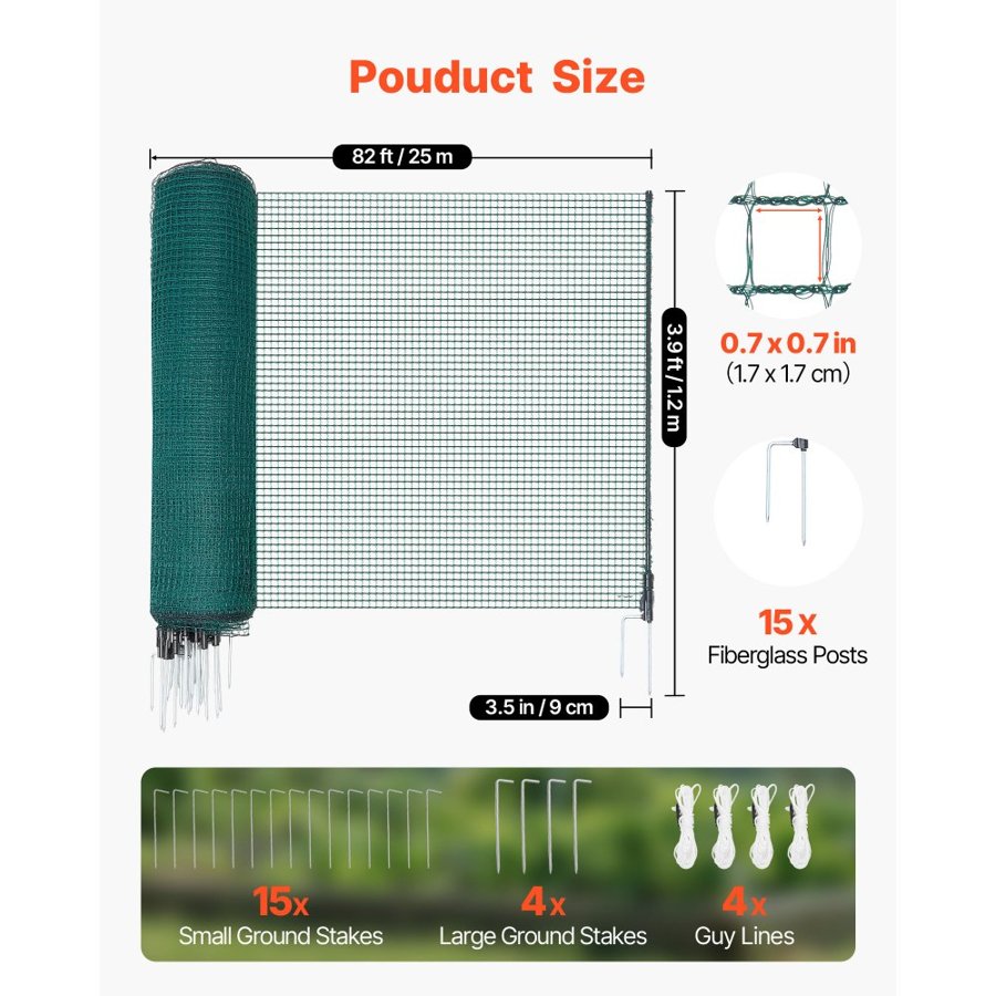 VEVOR Green Plastic Temporary Fencing Rolls – 1.2 x 25m Mesh