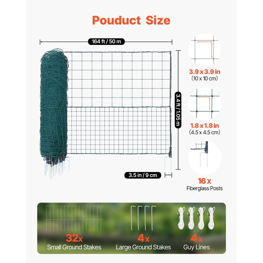 VEVOR Temporary Chicken Fence – 1.05 x 50m High-Density Mesh