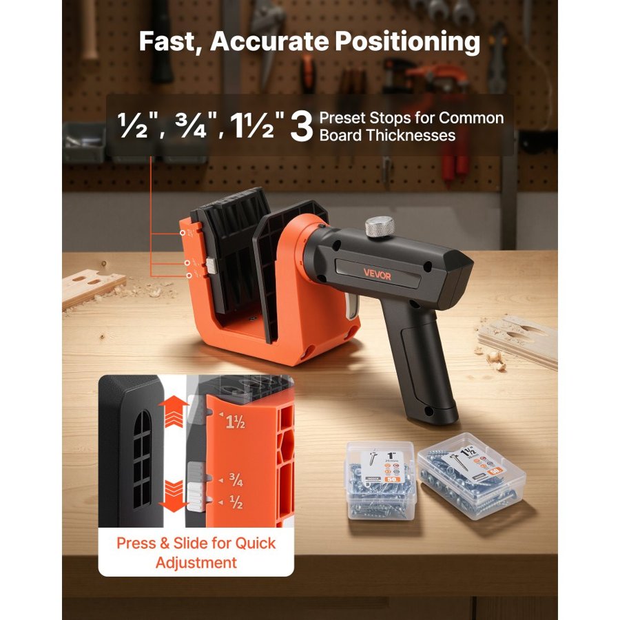 VEVOR Pocket Hole Jig Kit – 1/2", 3/4", 1-1/2", 260 Screws