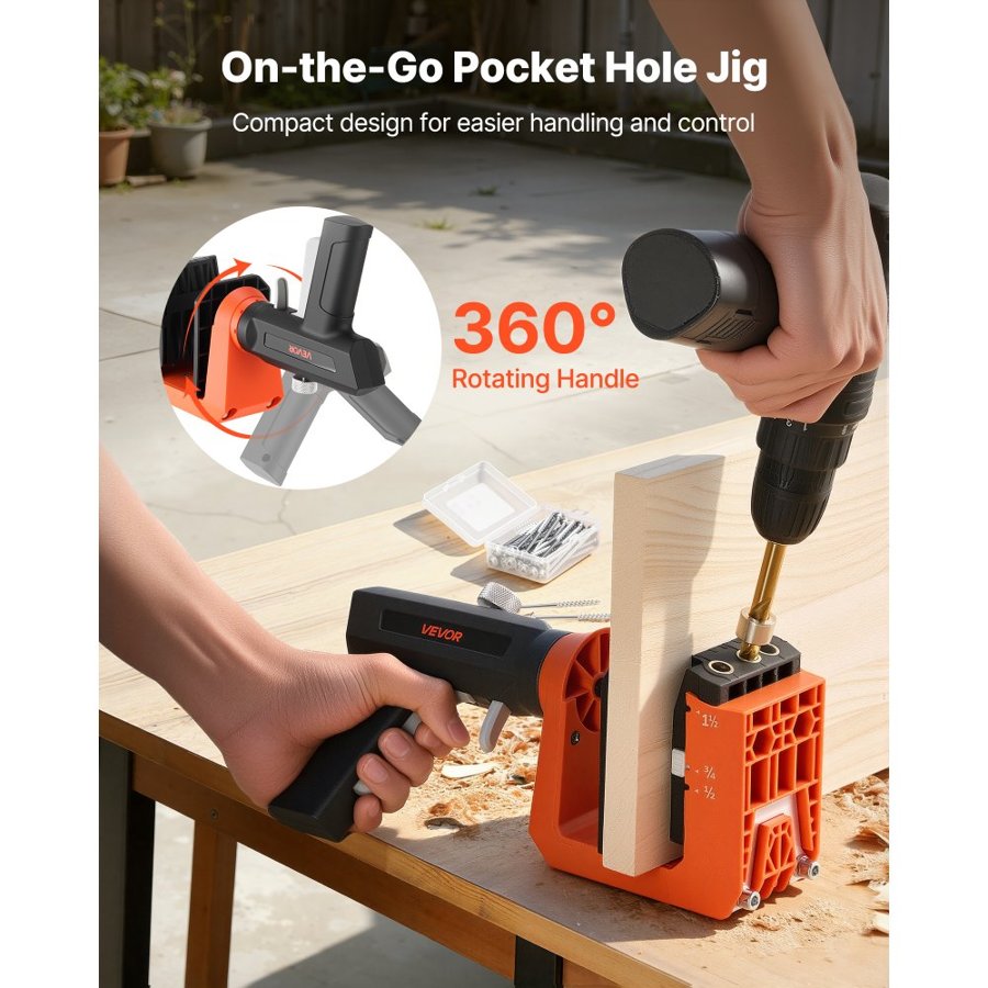 VEVOR Pocket Hole Jig Kit – 1/2", 3/4", 1-1/2", 260 Screws