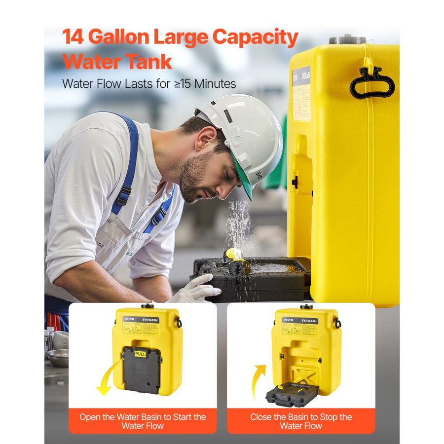 VEVOR Eye Wash Station Portable – 14 Gallon Tank, 2 Sprays