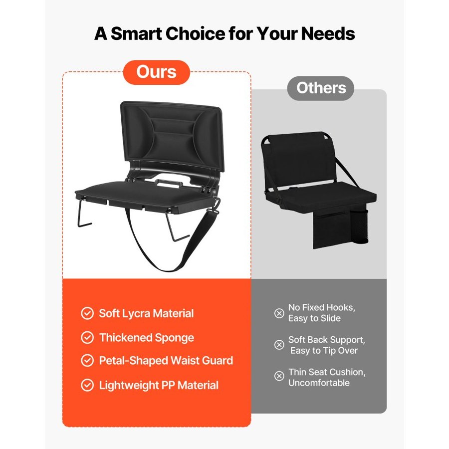VEVOR Folding Bleacher Chair – 17 In Wide, Padded Back