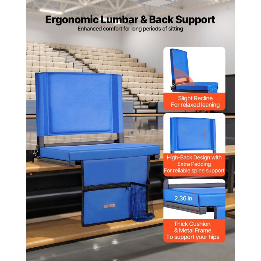 VEVOR Folding Stadium Seat – 17 Inch, 431.8mm, 600D, 95°