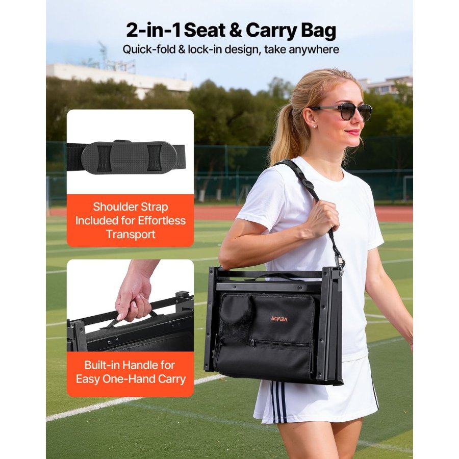 VEVOR Bleacher Seat with Back Support – 95°, 600D, 17 Inch