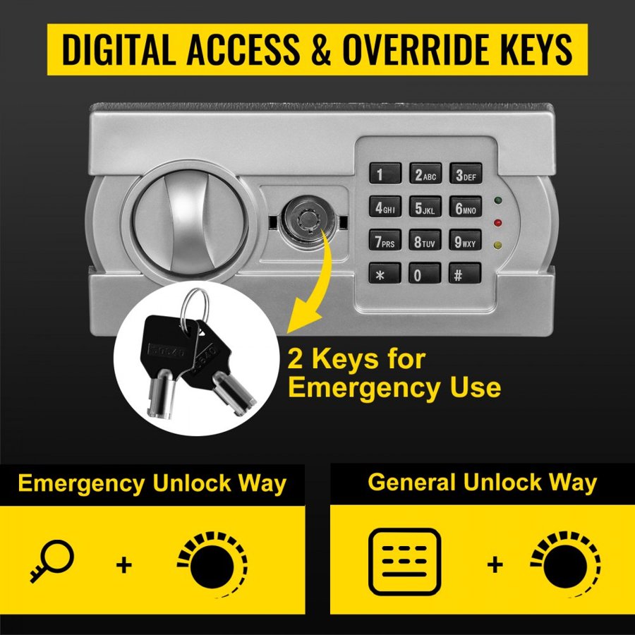VEVOR Digital Depository Safe 48 L Electronic Code Lock, Deposit Safe with Two Emergency Keys and Deposit Slot, Restaurant Safe Made of Carbon Steel, Depository Box for Home, Hotel and Office