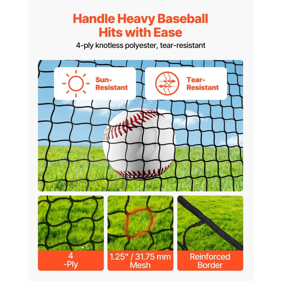 VEVOR Baseball Batting Cage – 12 × 10.2 × 7.6FT Training Net