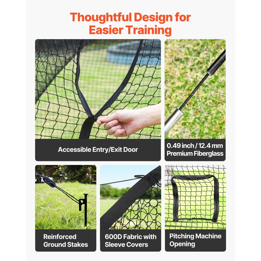 VEVOR Baseball Batting Cage – 12 × 10.2 × 7.6FT Training Net