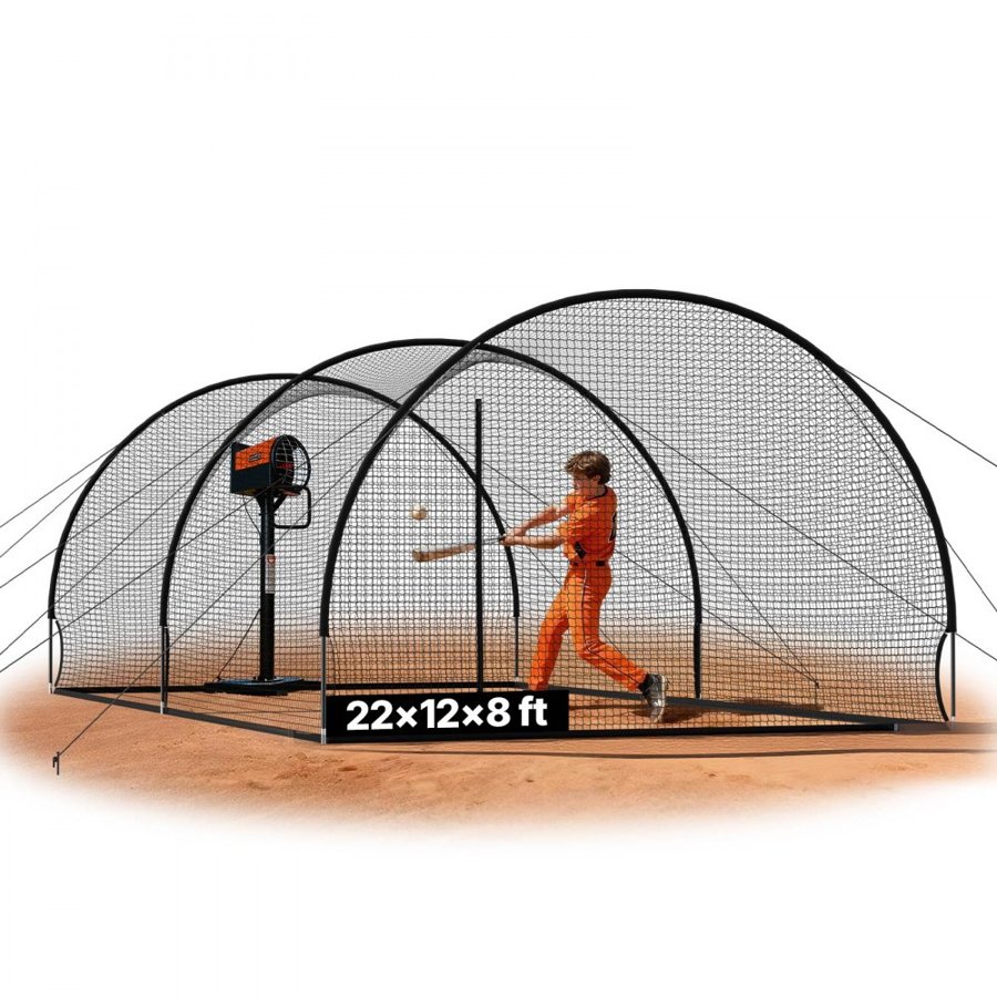 VEVOR Baseball Batting Cage, 6780 x 3700 x 2400mm Freestanding Portable Batting Cage, Hitting Cages with 4-Ply Knotless Polyester & Pitching Machine Opening, Battings Cages Netting for Indoor Outdoor