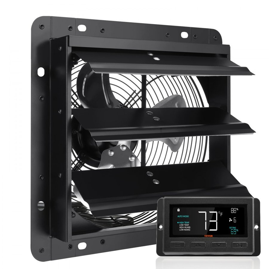 VEVOR 10 Inch Shutter Exhaust Fan – 843 CFM, 18W EC Motor