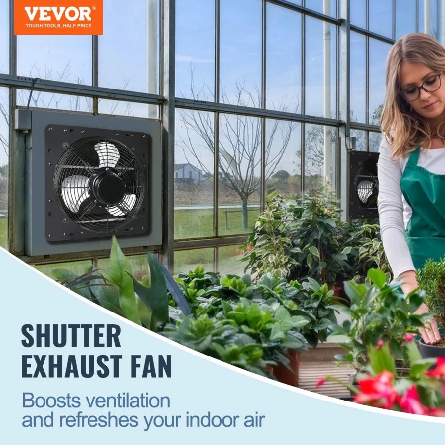 VEVOR 10 Inch Shutter Exhaust Fan – 843 CFM, 18W EC Motor
