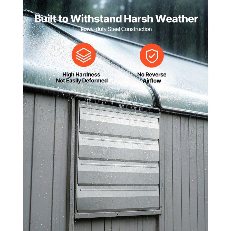 VEVOR 413 mm Shutter Exhaust Fan Wall Mounted Automatic Louvers Silver, Sturdy Steel Housing, 2270 CFM Low Noise, AC Motor, Ventilation and Cooling for Attic, Garage, Barn, Greenhouse, Workshop