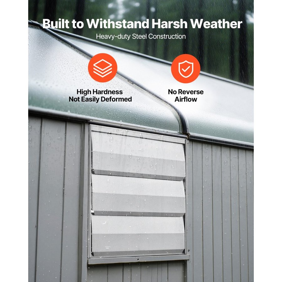 VEVOR 268 mm Shutter Exhaust Fan Wall Mounted 812 CFM Automatic Louvers, Sturdy Steel Housing, Low Noise, AC Motor, Ventilation and Cooling for Attic, Garage, Barn, Greenhouse, Workshop, Silver