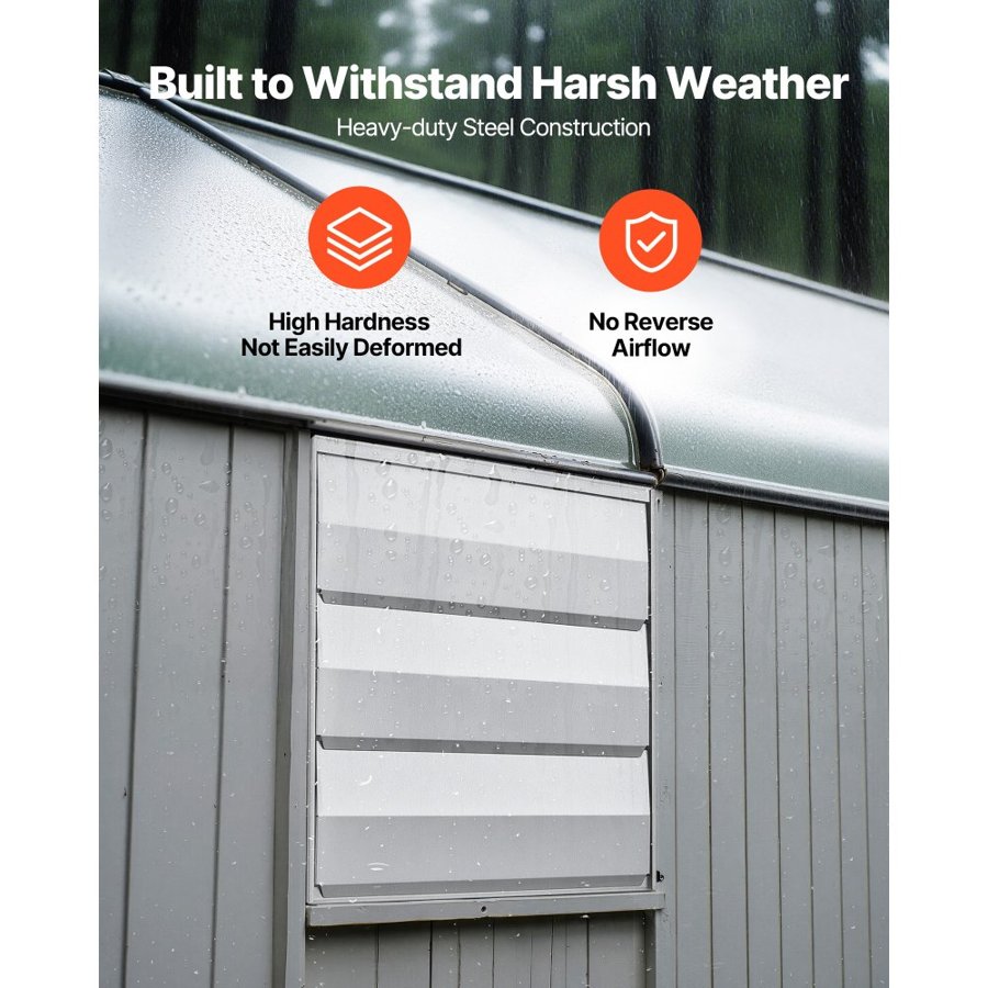 VEVOR 312 mm Shutter Exhaust Fan Wall Mounted 1250 CFM Automatic Louvers, Sturdy Steel Housing, Low Noise, AC Motor, Ventilation and Cooling for Attic, Garage, Barn, Greenhouse, Workshop, Silver