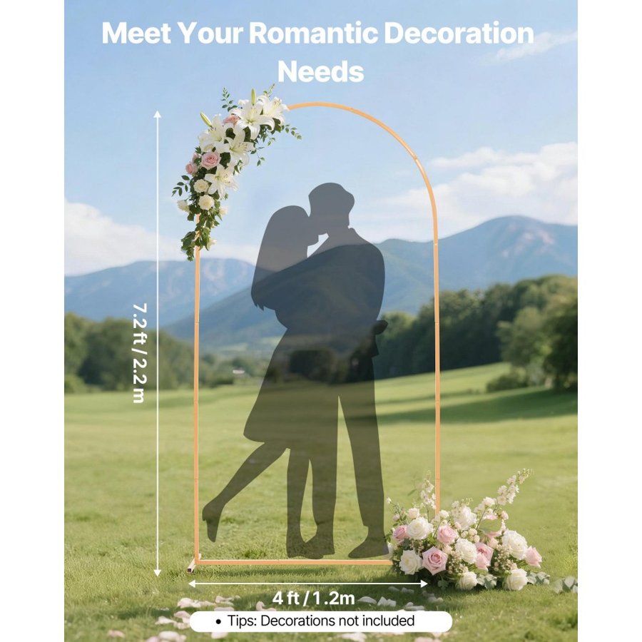 VEVOR Gold Arch Backdrop Stand – 7.2 x 4 FT, 1 Piece
