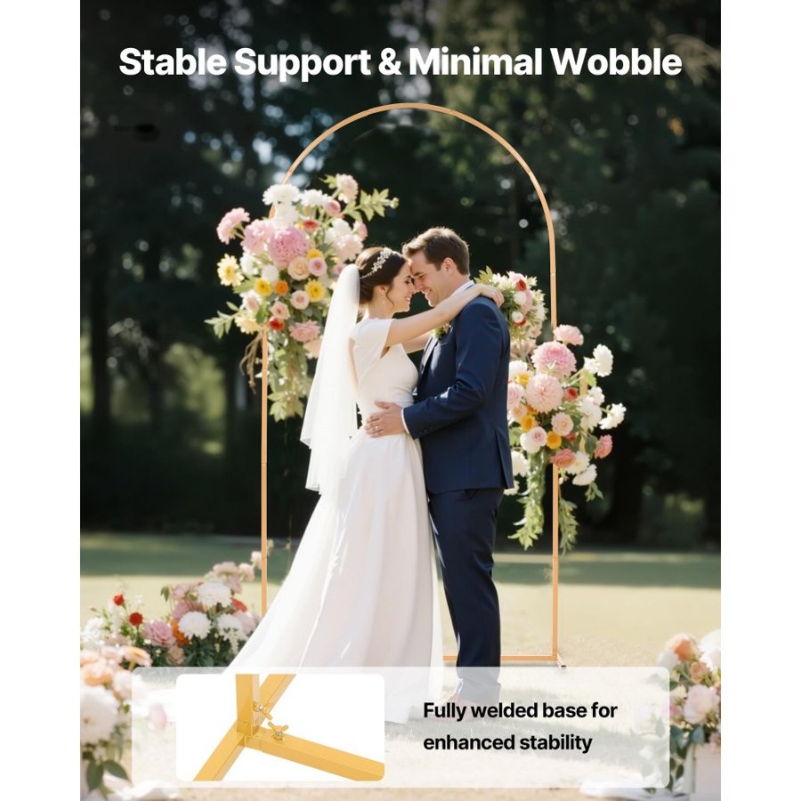 VEVOR Gold Arch Backdrop Stand – 7.2 x 4 FT, 1 Piece
