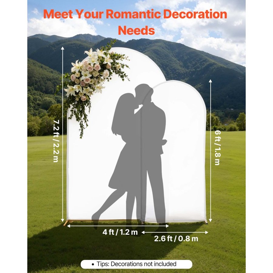 VEVOR Arch Backdrop Stand, Set of 2, 2.2 m and 1.8 m, Stable Structure, Easy Assembly, Gold Metal Arch Backdrop Stand with Cover for Wedding, Birthday Party, Celebration, and Ceremony Decoration