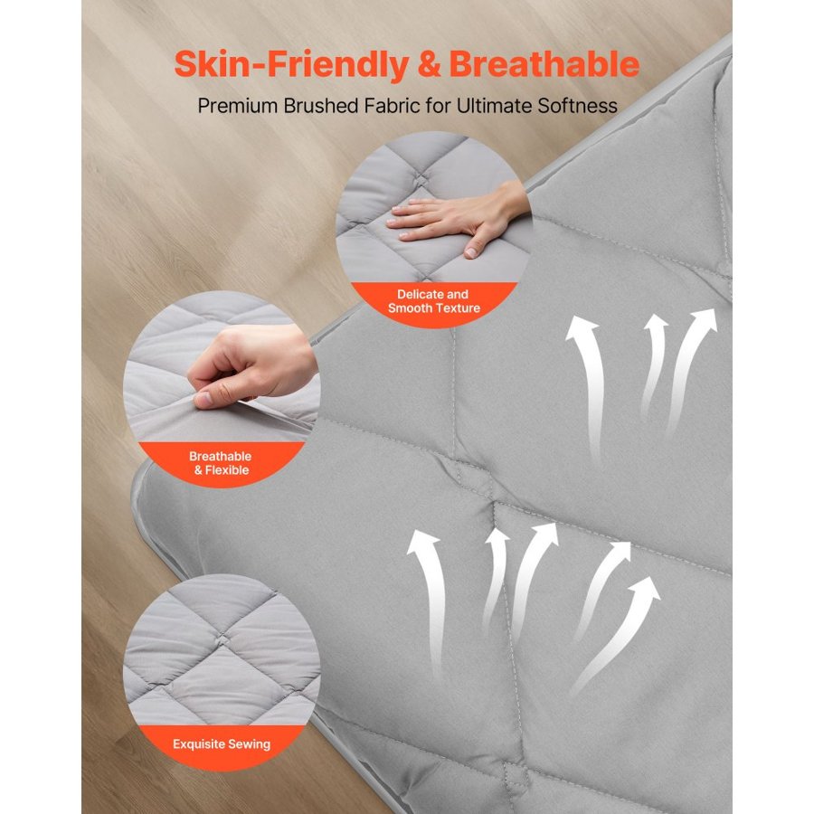 VEVOR Japanese Tatami Mat, Queen Size Foldable Japanese Tatami Mattress, Futon Mattress with Storage Bag & Fastener, 9-Layer Floor Mat for Sleeping, Dorm, Meditation, Yoga, 2032 x 1524 x 63.5 mm, Gray