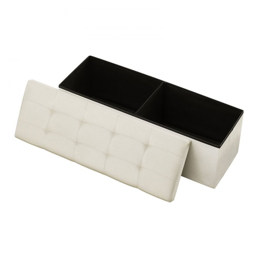 VEVOR Foldable Storage Bench Ottoman – 660 lbs Linen