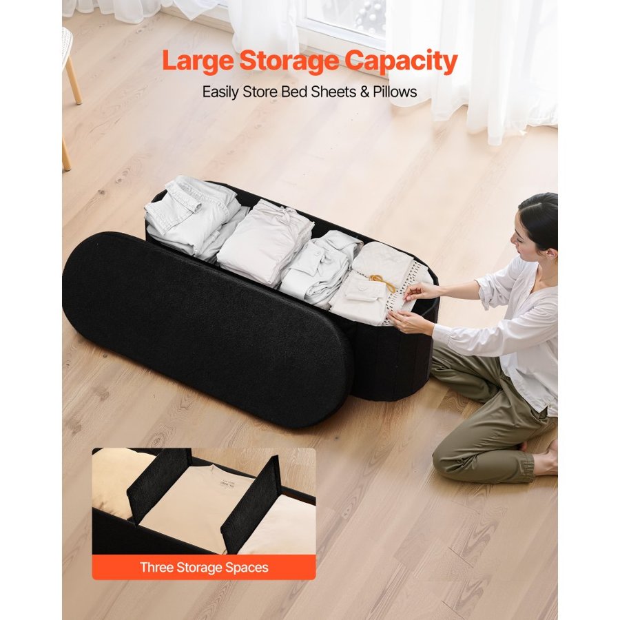 VEVOR Upholstered End of Bed Storage Bench – 660 LBS, 2.5 cm