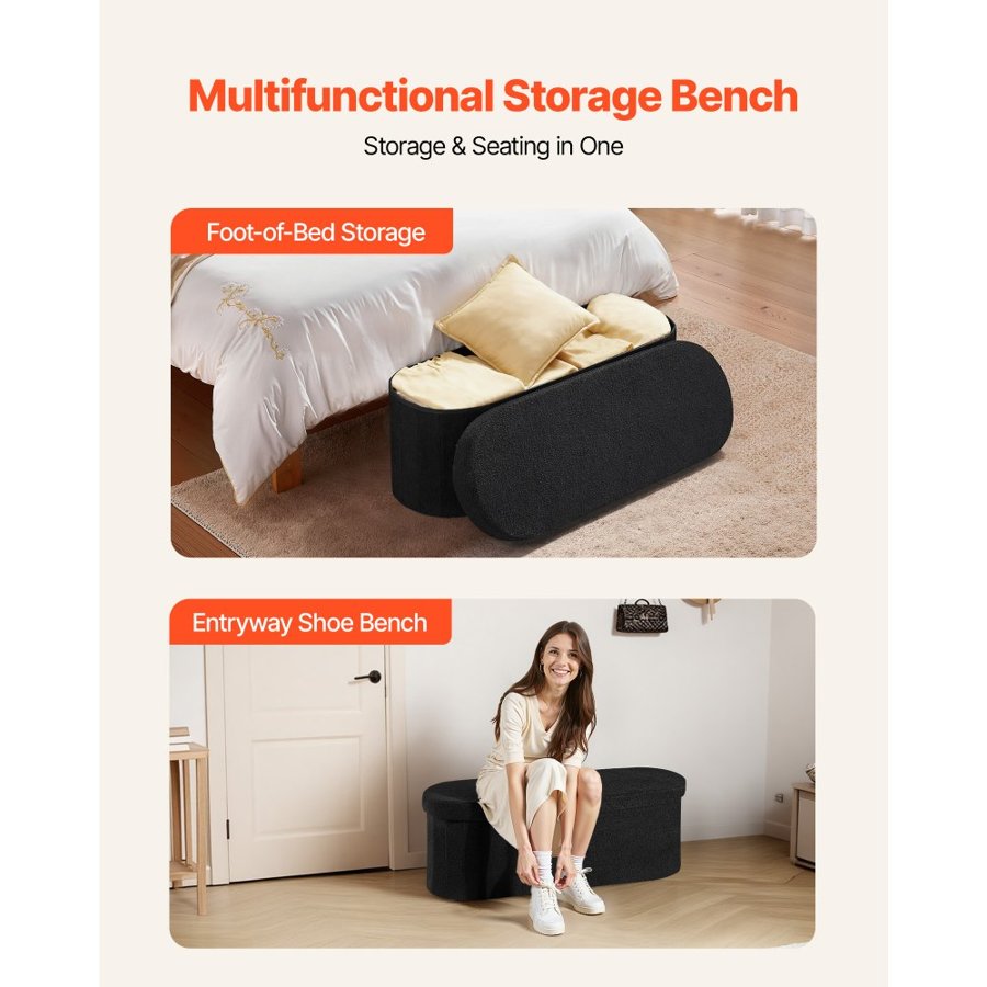 VEVOR Upholstered End of Bed Storage Bench – 660 LBS, 2.5 cm