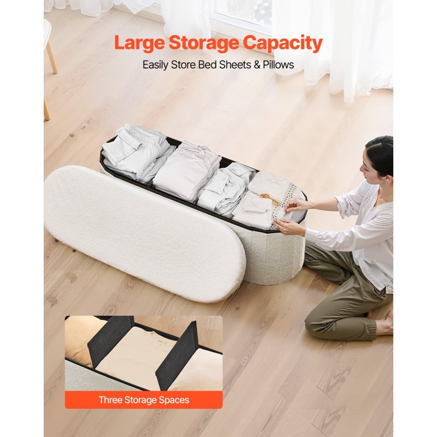 VEVOR Oval Storage Ottoman Bench – 660 lbs,  2.5 cm Cushion