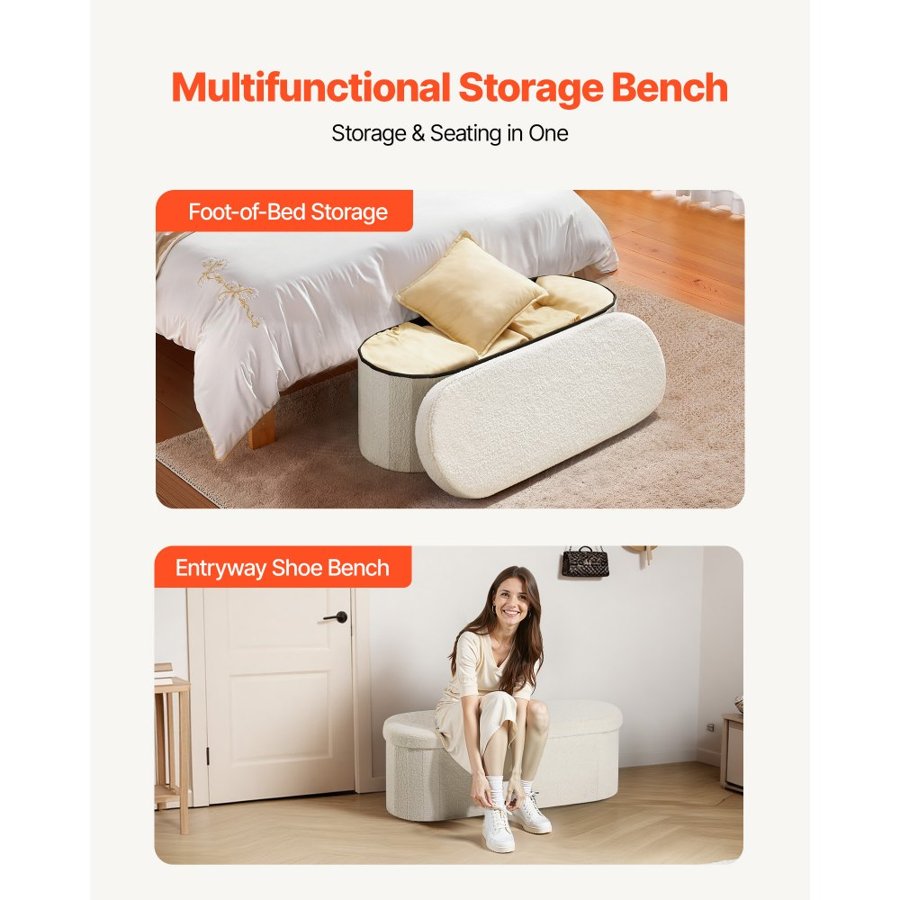 VEVOR Oval Storage Ottoman Bench – 660 lbs,  2.5 cm Cushion