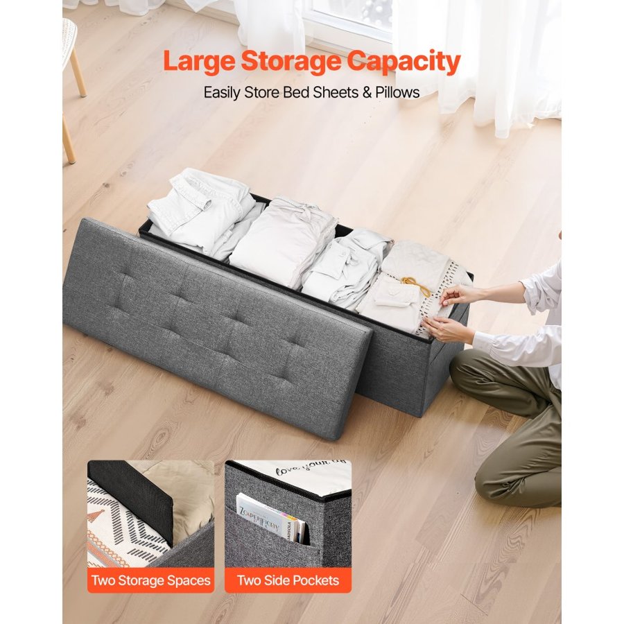 VEVOR End of Bed Ottoman – 43.31", 660LBS, 2-Step, Foldable