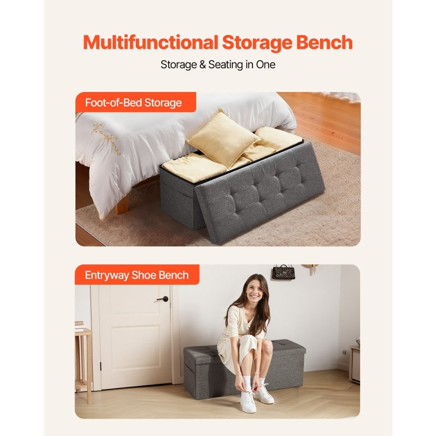 VEVOR End of Bed Ottoman – 43.31", 660LBS, 2-Step, Foldable